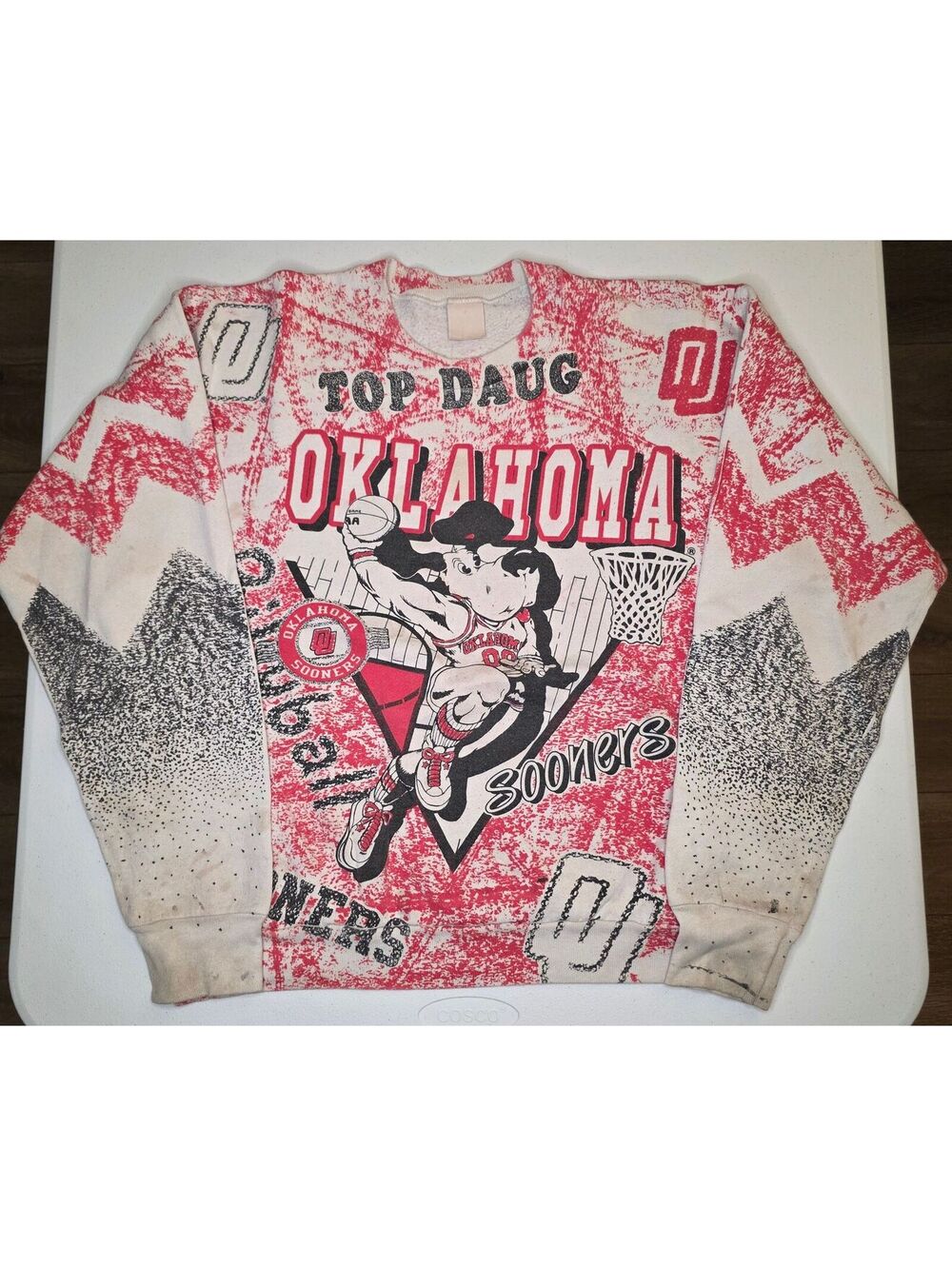 90s NCAA Oklahoma Sooners "Top Daug" Basketball AOP Crewneck